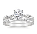 OAHLAN Fashion Jewelry 1.5CT Round Cubic Zirconia Twisting Infinity Band Bridal Set Copper Rings for Women Wedding Engagement
