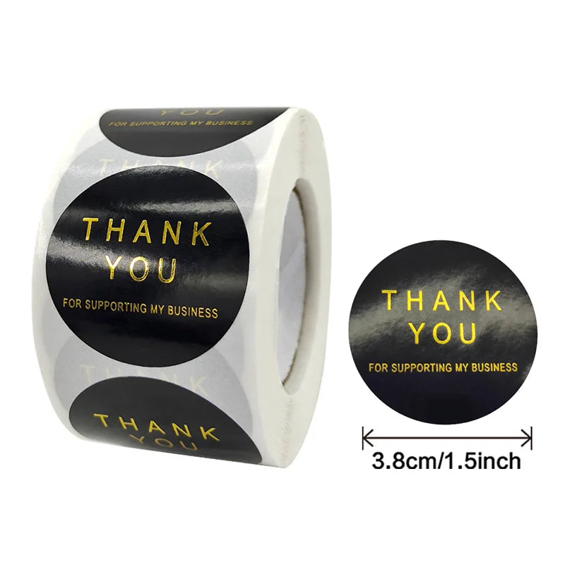 Self Adhesive Custom Die Cut Thank You Card Sticker With Custom logo in a Roll