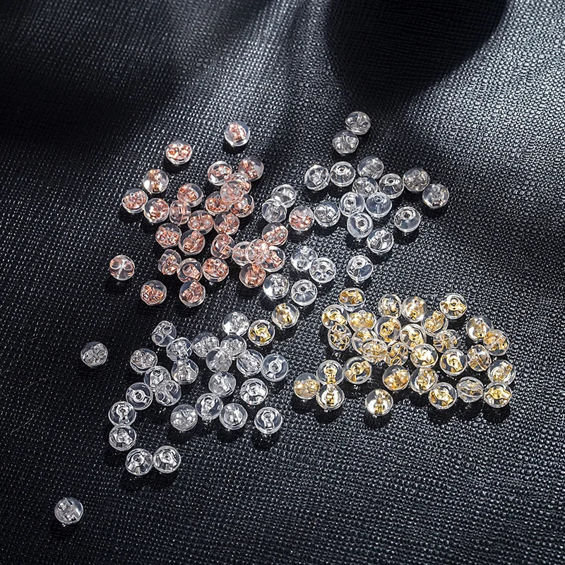 WHOLESALE BULK PRICE Silicon With 925 Sterling Silver Stud Earring Backer18k Gold Plating silver Color DIY  Accessories Silver