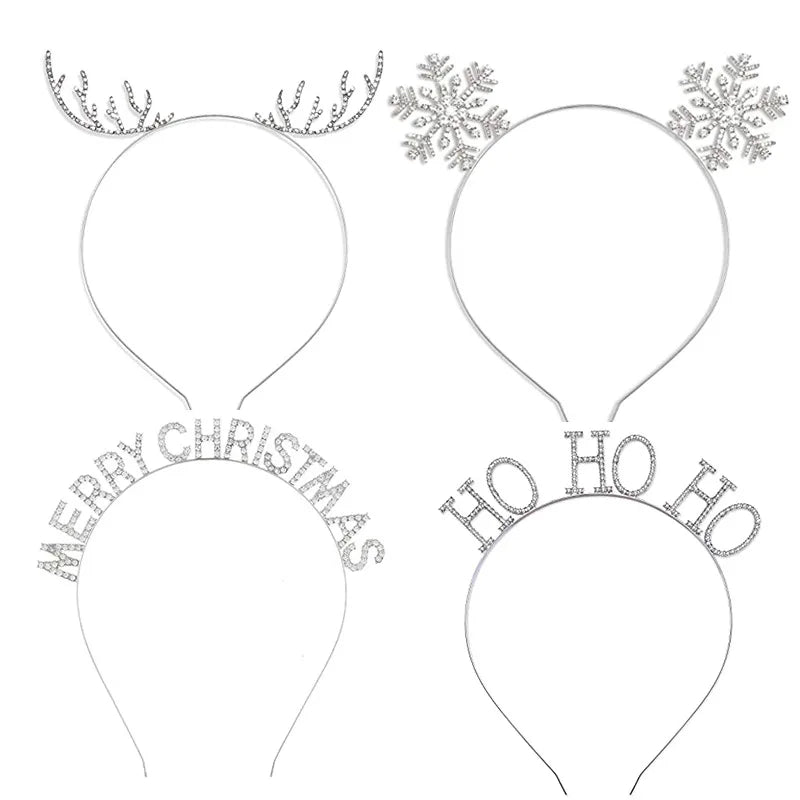 Merry Christmas Deer Snowflake Headband Fast Delivery Alloy Bling Rhinestone Hair Accessories