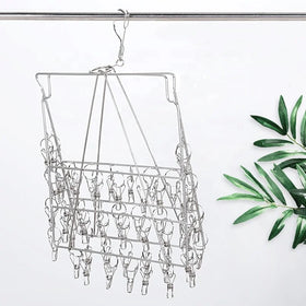 4mm Wire square Folding Socks Hanger with 36pegs Stainless Steel Clothes Socks Hanger and Windproof Drying Rack