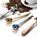 Portable 2 in 1 15ML Stainless Steel Coffee Spoons 1 Tbsp Ground Decorative Measuring Spoons with Bag Clip for Coffee and Tea