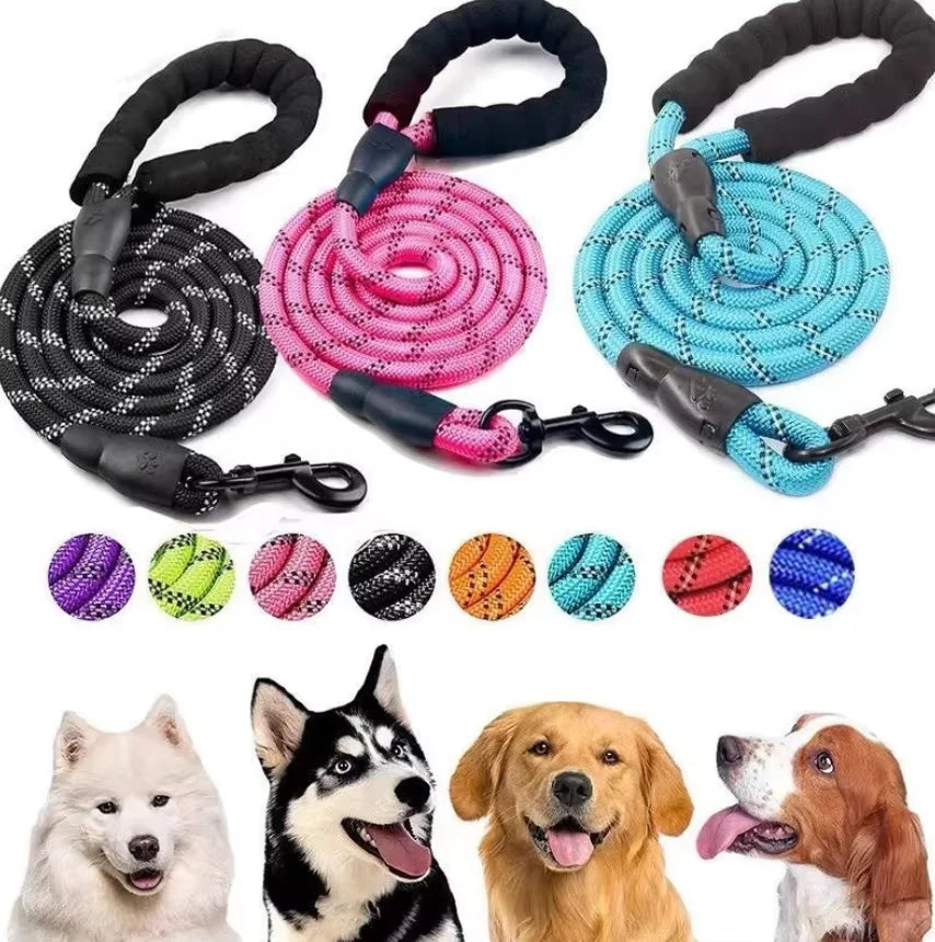 Hot Selling New Style Reflective Nylon Round Rope Dog Leash Heavy Duty & 360Â° Swivel Hook for Walking Running Training