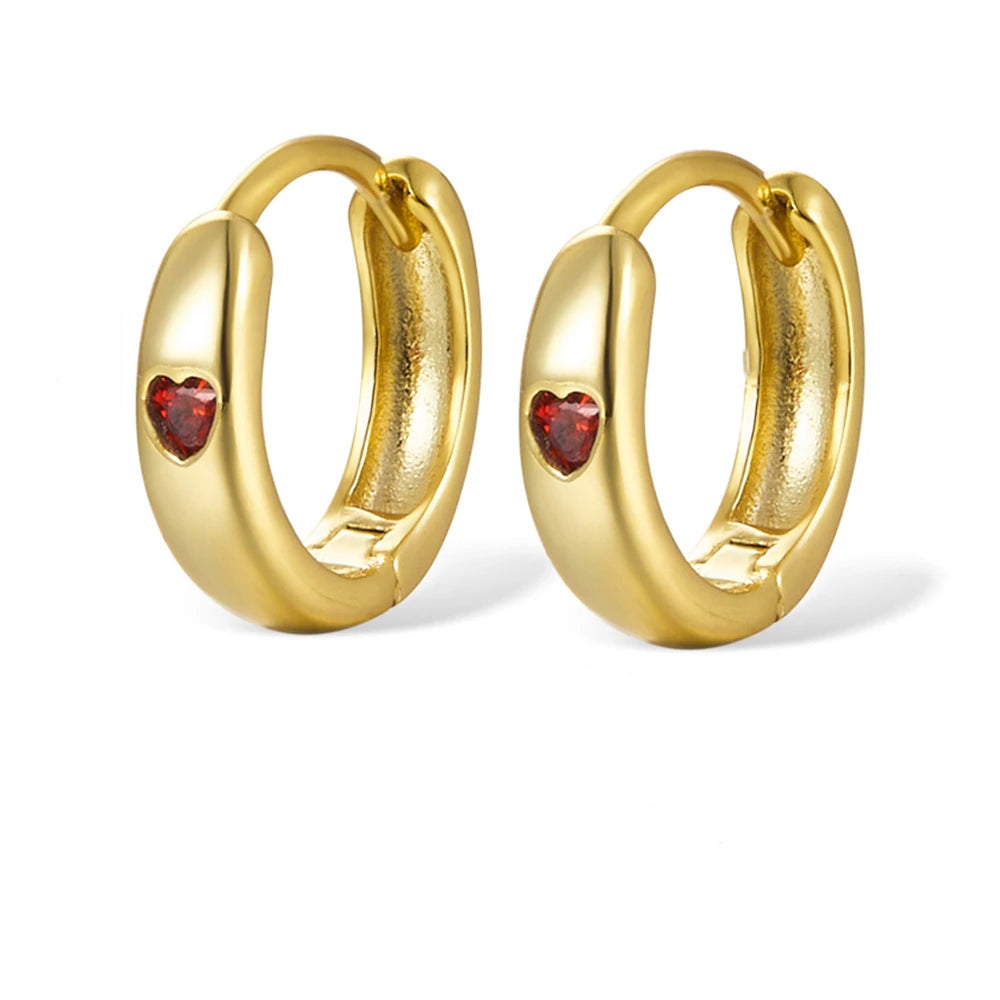 Daidan Women Earrings Jewelry Purple Luxury Red Sterling Silver Heart Cz Circle Hoop Earrings