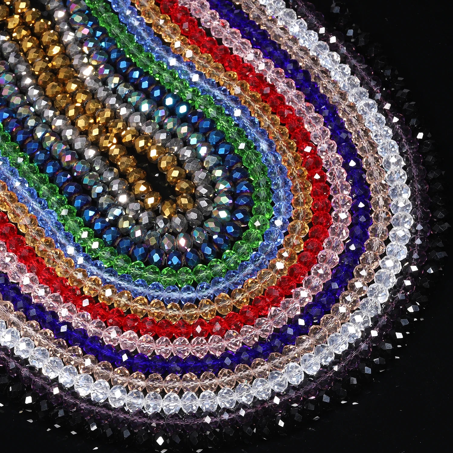 Wholesale 4mm-14mm Faceted Black/White/Red/Pink Glass Crystal Rondelle Spacer Beads for Jewelry Making Diy