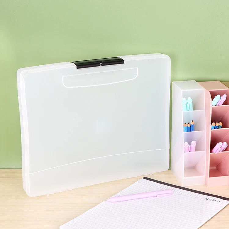SUNSHING Large Capacity Plastic Paper Organizer Document A4 File Box Protector Desk Case Office Supplies Holder With Handle