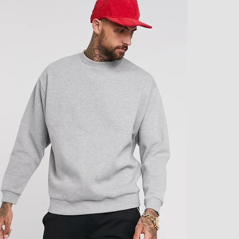 Custom Print Plain Blank Oversize Drop Shoulder Fit Causal Crewneck Sweatshirt Hoodie for Men