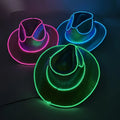 Fashion LED Cowboy Hat Flashing Fabric LED Light up Novelty Hat for Adults for New Year Christmas Party Events