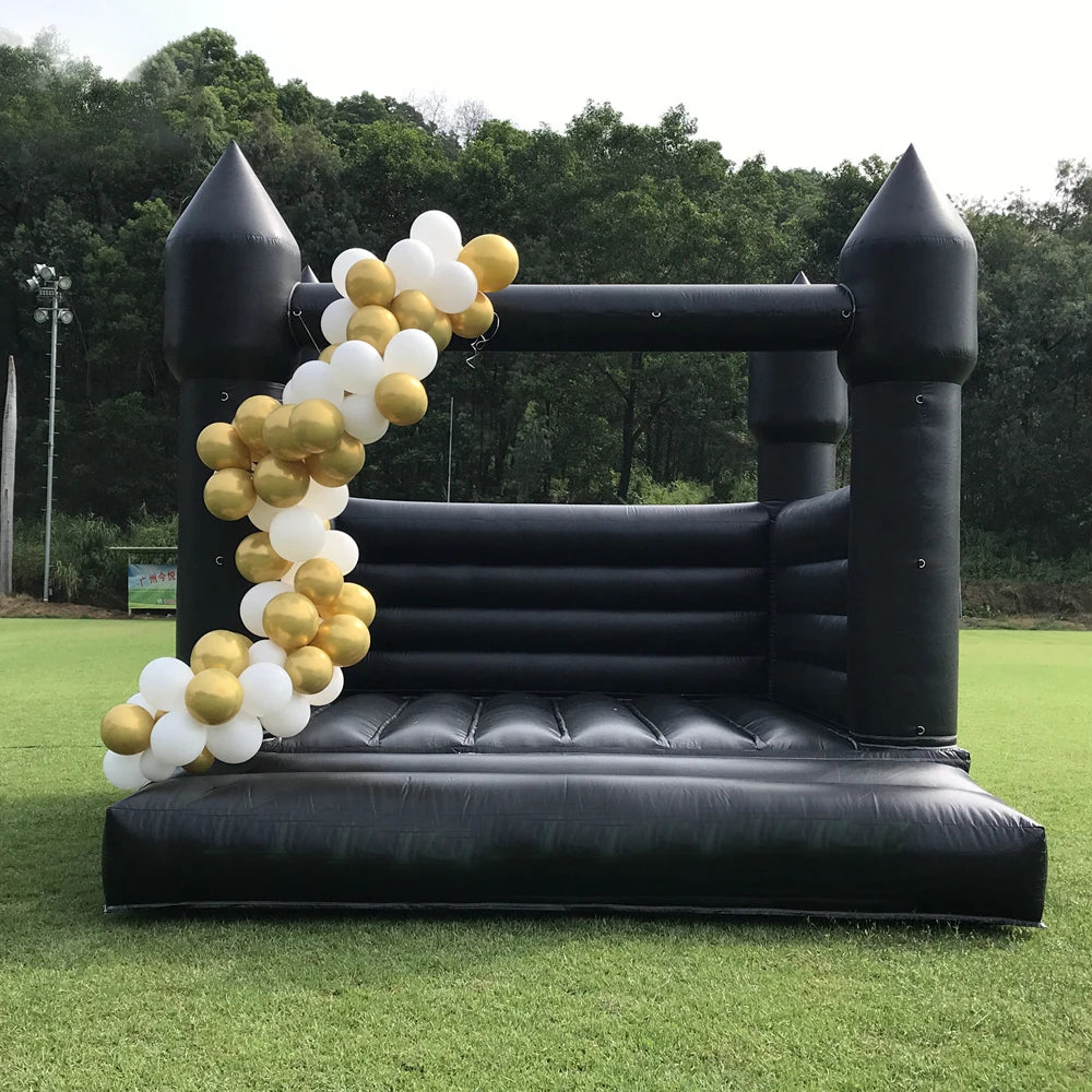 13FT Commercial PVC Outdoor Black Inflatable Bounce House Kid Fun Time Jumping Bouncing House Jumper Bouncy Castle for Party