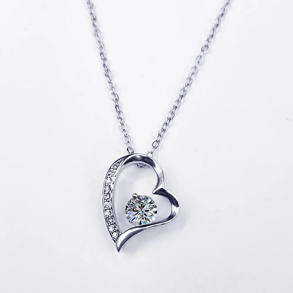 Classic Hot Sales Zircon Love Heart Charm Pendant Necklace Fashion Stainless Steel Heart Necklace for Women Gift