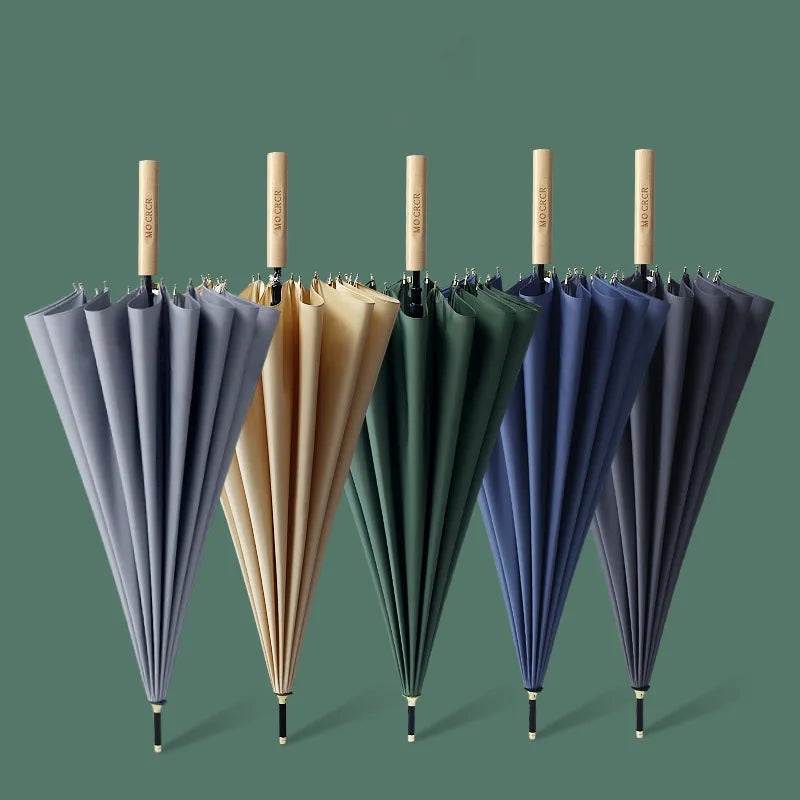 24 Bone Umbrella Long Handle Umbrella Enlarged Straight Pole Umbrella Dense Solid Color Super Waterproof Carton Manual