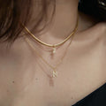 2 Designs 26 Letters Stainless Steel O Chain 3mm Snake Chain Necklace Alphabet Cubic Zircon Initial Necklaces Minimalist Jewelry