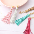 Leather Tassel Key Chain Unique Solid Color Long Tassel Keychain for Women Bag Charm Key Holder Metal Car Key Ring