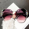 New Fashion Gold Frame Women's Slim Sunglasses Rhinestone Korean Style UV Protection Internet Celebrity Trendy Sun Glasses