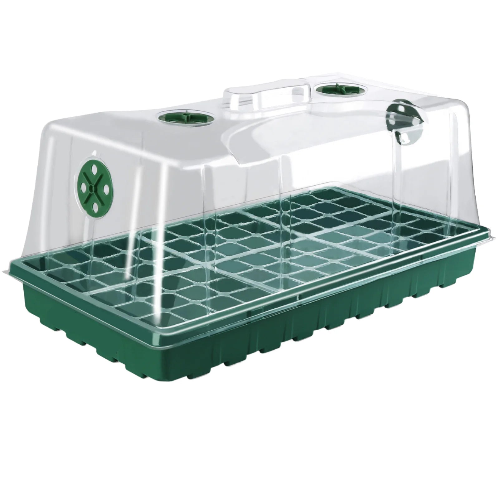 Greenhouse 72 Hole Plastic Seedling Trays with Cover Humidity Adjustable Gardening Starter Kit Nursery Pots