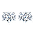 Cute Cat Stud Earrings 925 Sterling Silver with Cubic Zirconia Rhodium Plated Trendy Style for Wedding Engagement or Party