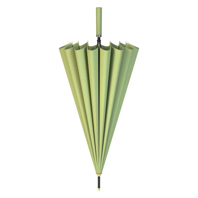Large 16-Ribs Manual Umbrella for Men Straight Modern Design Wind Resistant Sturdy Reinforced Rainstorm Long Handle Business
