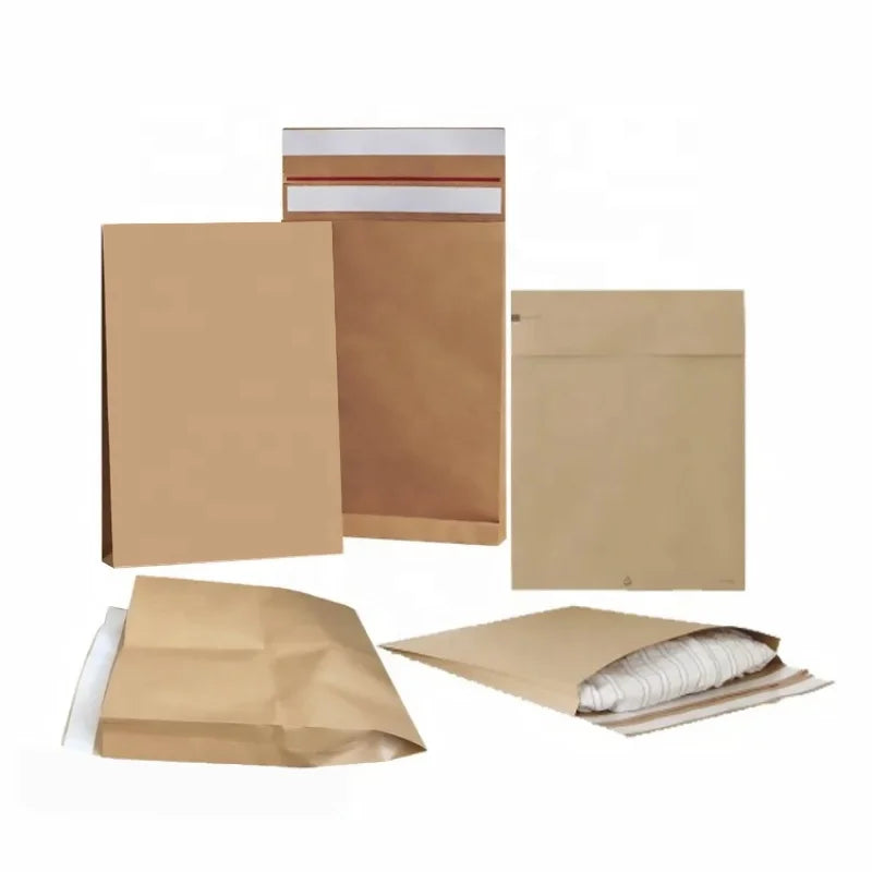 SZCX Custom Printed Self Seal Mailing Packaging Expandable Kraft Paper Cardboard Mailer Courier Shipping Envelope