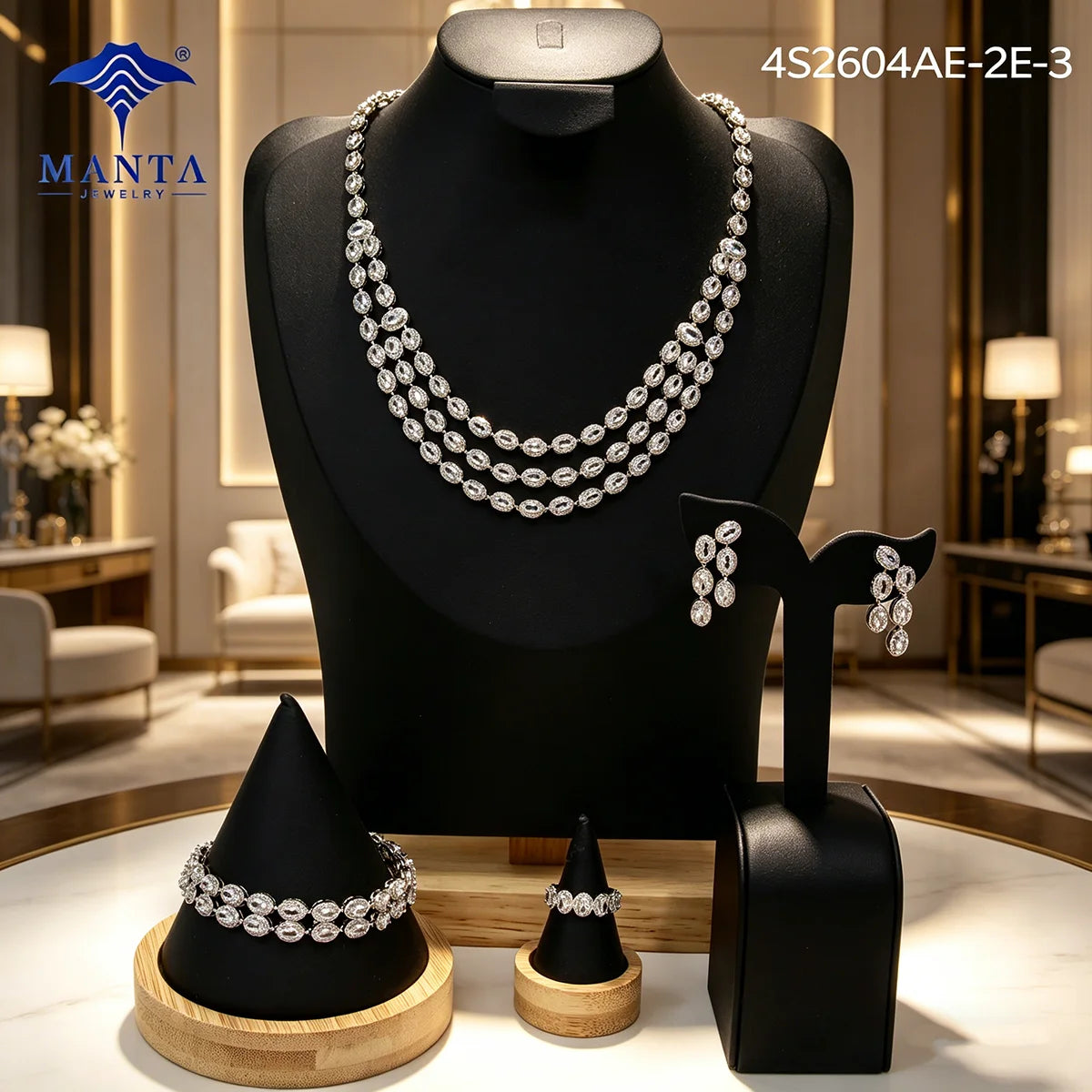 MEIZI Jewelry Copper Gold Plated 4-Piece Jewelry Set for Women Wedding Engagement Party Gift