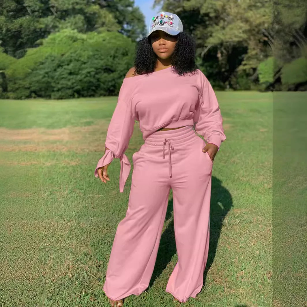 2025 Women Spring Two Piece Set Fashion Elegant Solid Color Leisure Sports Outdoor Jogging Suits Custom Logo 2 Piece Set