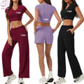 Wholesale Custom Logo Yoga 3-Piece Suit Quick Dry Gym Yoga Suit Solid Pattern Suit