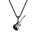 Young Me Men's Vintage Gold Plated Stainless Steel Guitar Pendant Necklace-Classic Street Trendy Hip Hop Fashion Accessory Third