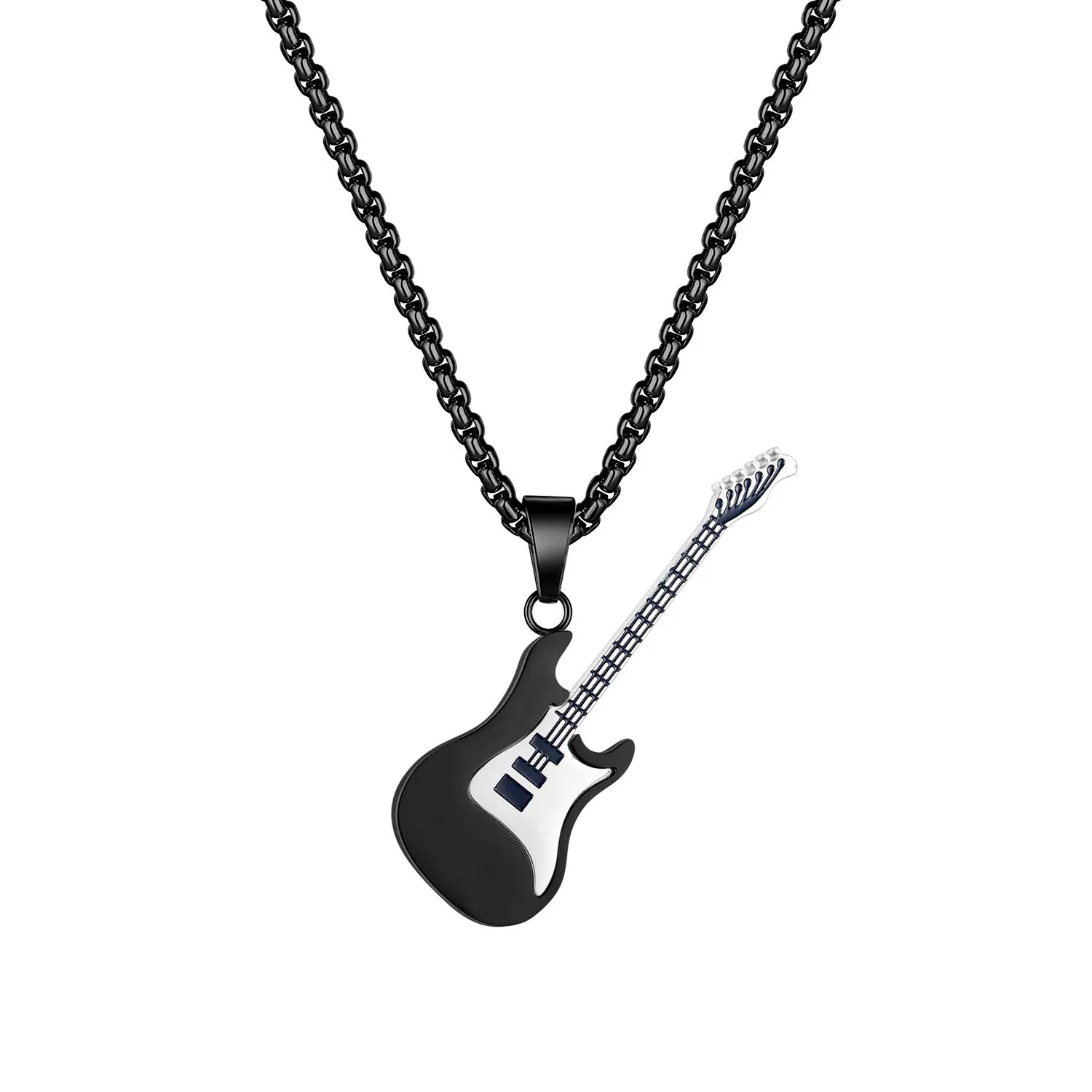 Young Me Men's Vintage Gold Plated Stainless Steel Guitar Pendant Necklace-Classic Street Trendy Hip Hop Fashion Accessory Third