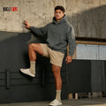Custom Heavyweight Cotton Two Piece Hoodie and Shorts Set Men High Quality Blank Pullover Cropped Oversized Tracksuits Men
