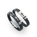 Vintage Men Jewelry Stainless Steel Magnetic Clasp Leather Bracelet Wristband Cuff Cross Bracelet Pulsera De Cruz Acero Inoxidab