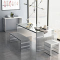 Minimalist Stainless Steel Slatted Bench Durable Indoor Outdoor Seating for Modern Offices Public Halls and Urban Settings