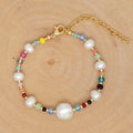 Bohemian Beach Rainbow Crystal Beads Bracelet Jewelry Freshwater Pearl Bracelet Women