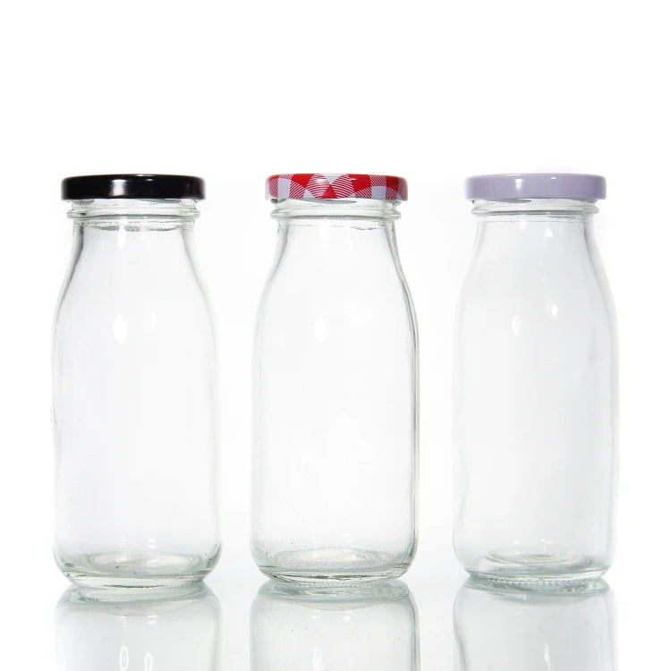 Unique Shaped Antique Gift Fancy Custom Empty Mini 200ml 375ml 750ml Glass Beverage Bottles Wholesale Empty Milk Juice Bottles