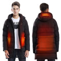 Men's Winter Long Jacket with USB Electric Heating Outdoor & Indoor Use Windproof & Nonwoven Weaving Coat Down Jacket