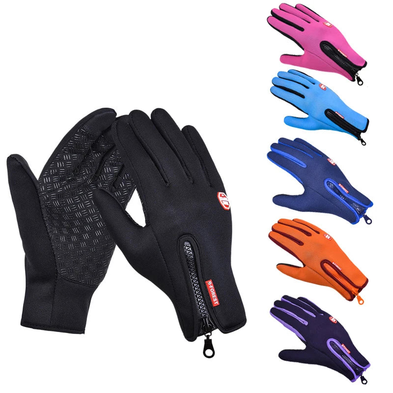 Touch Screen Men and Women Winter Riding Bike Keep Warm Leather Full Finger Waterproof Breathable Sports Gloves