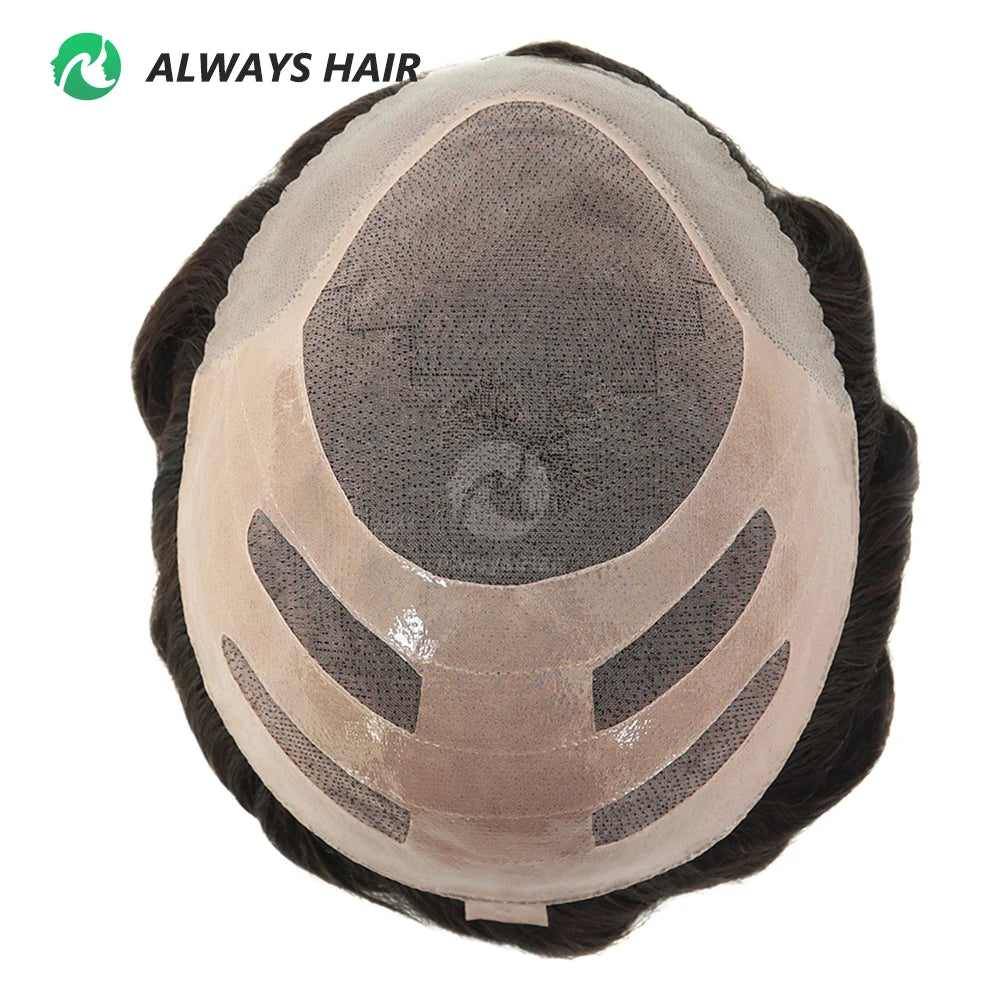 Bond - Durable Fine Mono Indian Human Hair Prosthesis Medium Density 130% Men Hair Toupee Wig