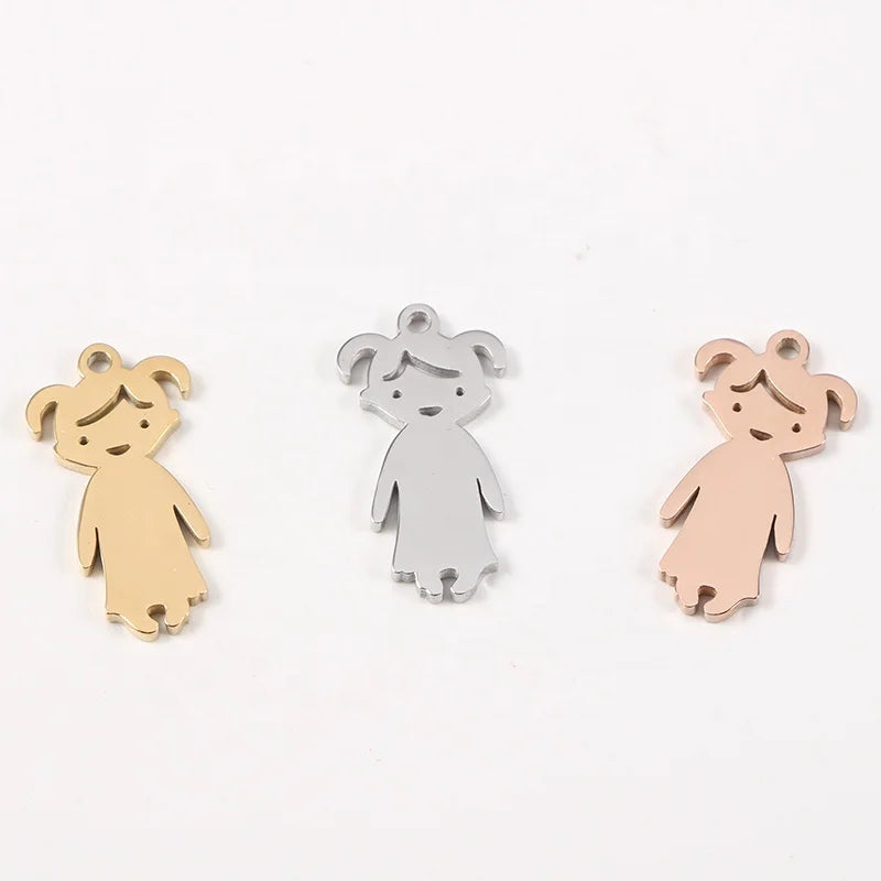 DIY Jewelry Pendant Stainless Steel Mirror Polished Boy Girl Charms for Necklace