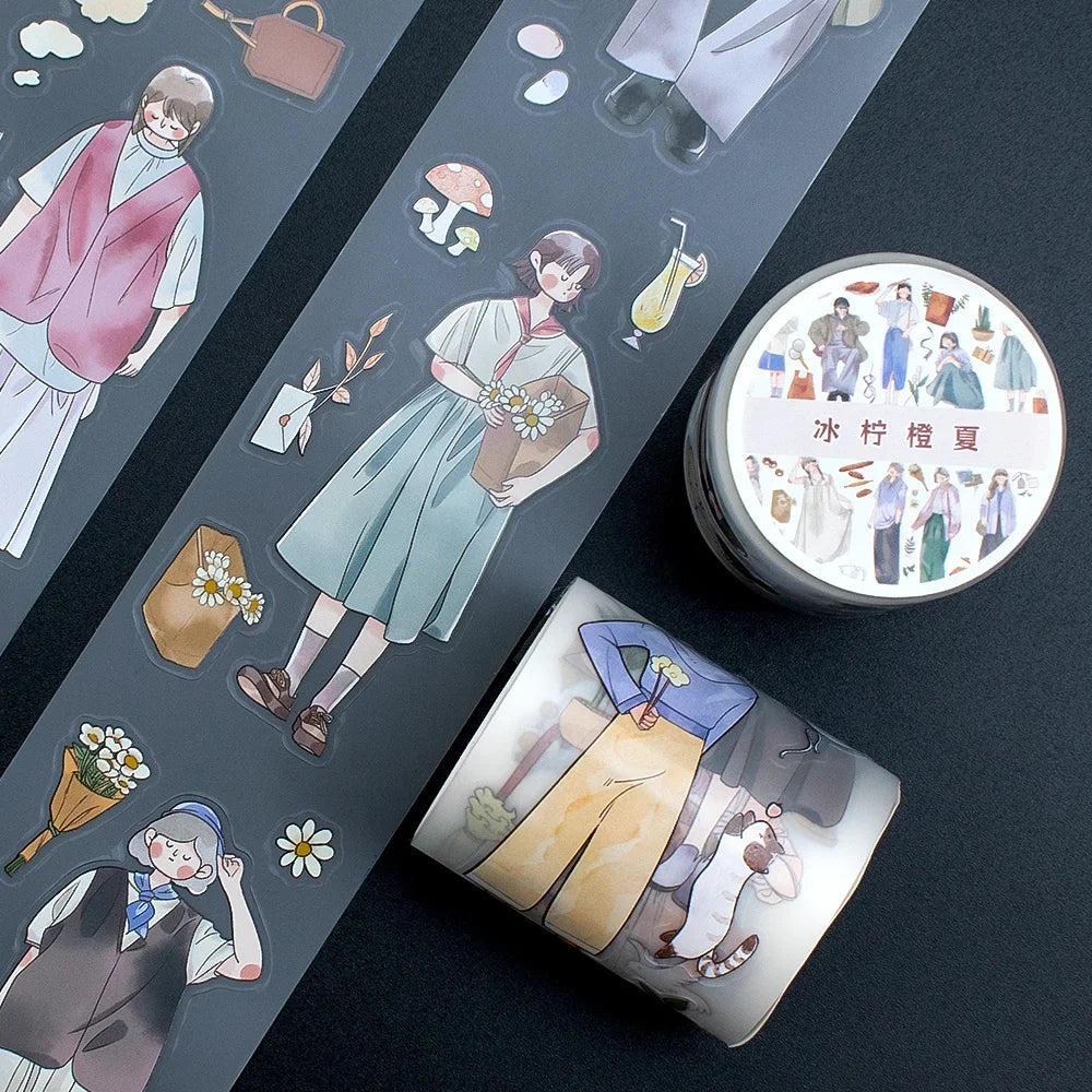 Custom High-end Scrapbook Sticker Rolls Manufacturer Matte Kiss Cut PET Tape with Circle Label