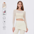 Breathable Sports T-shirt Women's Long-sleeved Chest Pads Yoga Clothes Navel-baring Top Quick-drying