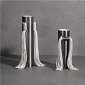 M3-309 Ornament Cowhide Leather Accent Decorations Stainless Steel Woden Flower Vase Tall Vases Centerpieces for Balcony Wedding