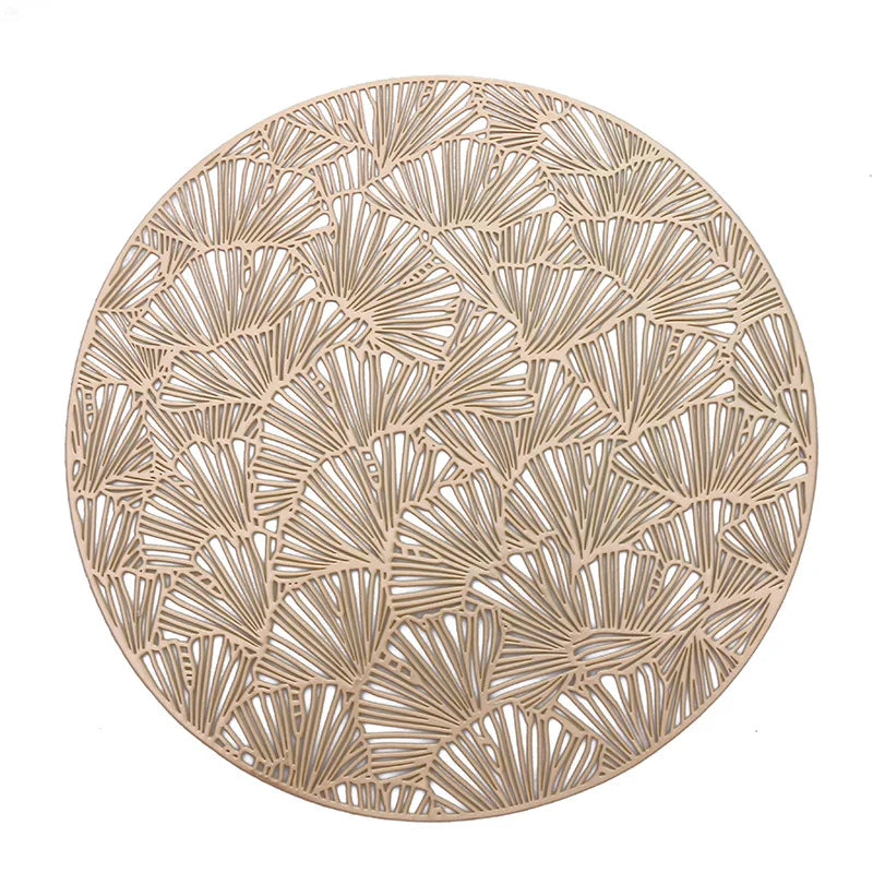 PVC Vinyl Metallic Round  Placemats Decorative Dinning Table Mats Luxury Placemats Quilted Placemat