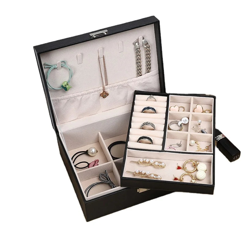 Vintage Mini Travel Jewelry Organizer Box Cute Small Zipper Storage Case with Flower Pattern Travel Home Use Watch Boxes & Cases