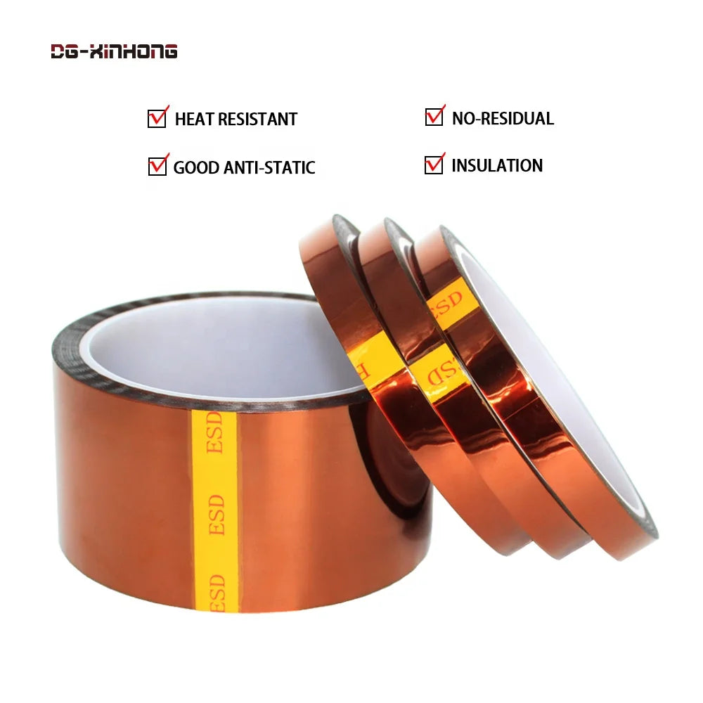 High Temperature Heat Resistant Pi Film Silicone Adhesive 10^6 - 10^9 Low-Static Anti-Static ESD Kaptons Polyimide Tape MegaBDM
