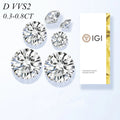 Round Diamond 0.3/0.5/0.6/0.7/0.8ct Lab Grown Diamonds IGI Certificate VVS2 D Color Certificated Lab Diamond