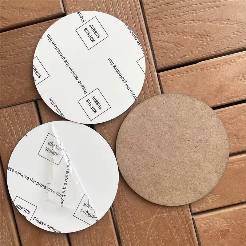 MDFSUB Best Price 100mm Round Sublimation MDF Blank Protective Film Coated Coaster Mat & Pads