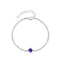 Light Luxury Minimalist Single Diamond Bracelet S925 Silver Red Purple Zircon Link Chain Bracelet for Fine Jewelry Accessories