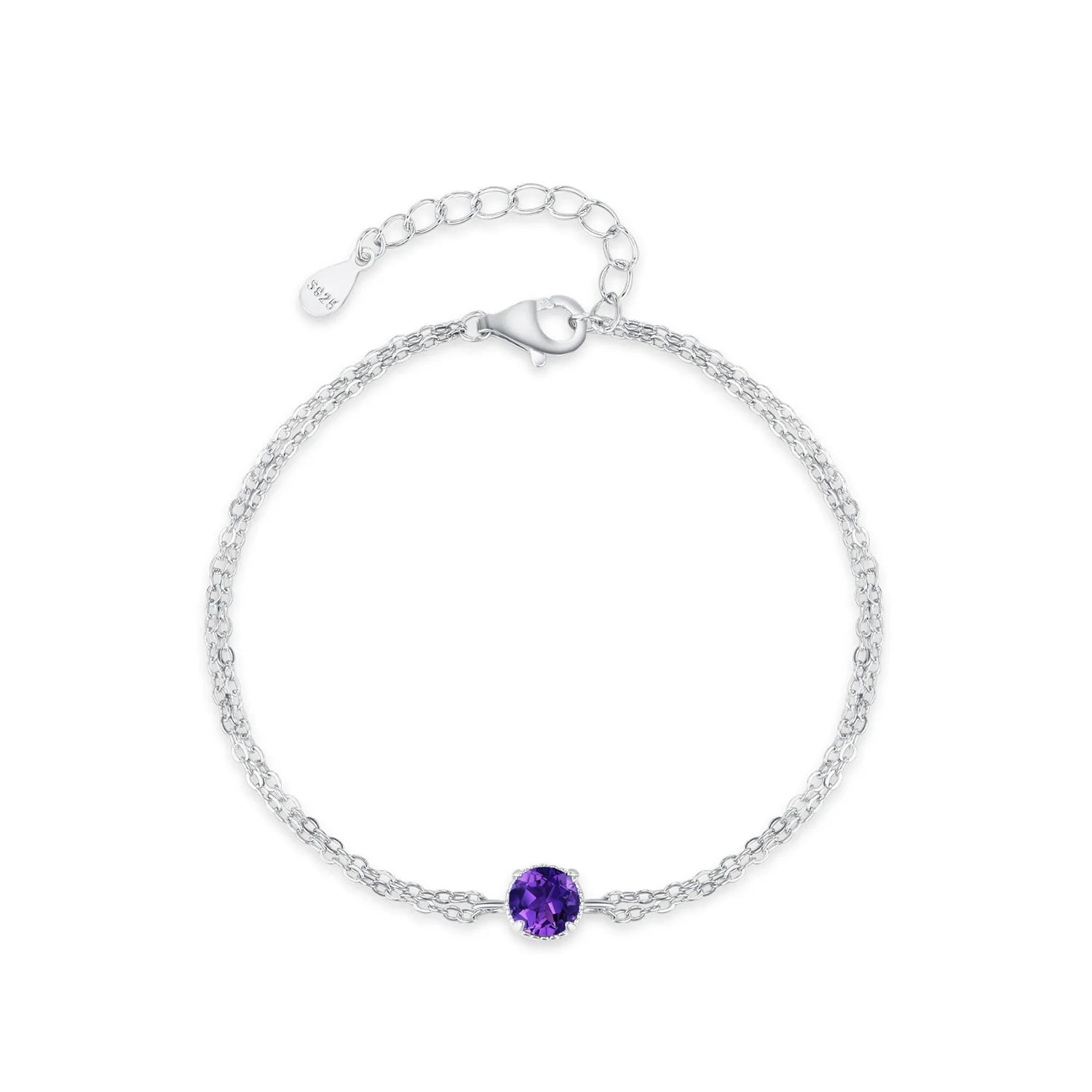 Light Luxury Minimalist Single Diamond Bracelet S925 Silver Red Purple Zircon Link Chain Bracelet for Fine Jewelry Accessories