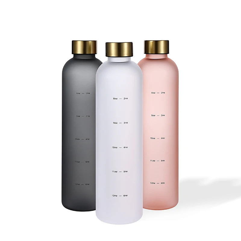 2025 Hot Selling Water Bottles Plastic Matte Opaque With Time Marker Sports Bottles Straight Bottles Wholesale
