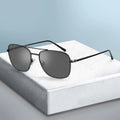 2025 High Quality Men's Polarized Sunglasses Square Double Bridge Metal UV400 Protection Black Pilot Shades for Outdoor Driving