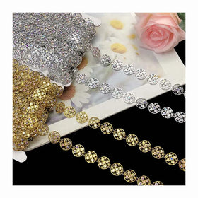 Gold Silver Round Ring Acrylic Rhinestones Lace Diy Garment Costume Dress Decorative Headwear Embellishment Beaded Fabric Trims
