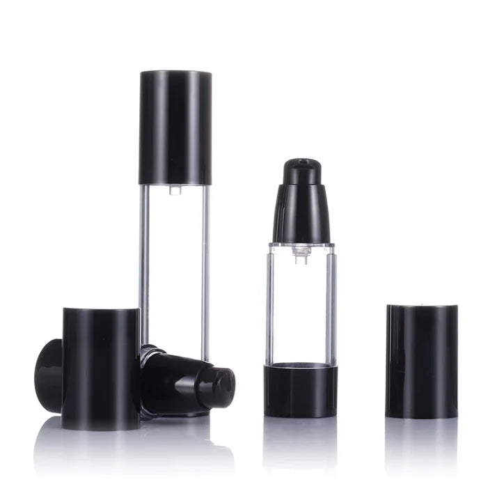 15ml 30ml 50ml Black Plastic Airless Pump Bottles Empty Sunscreen Storage Skincare Cosmetic Packaging
